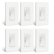 6 Pack Super Slim Digital Dimmer Light Switch with MCU Smart-Chip, Quiet Rocker,