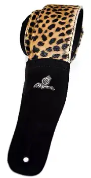 Magma Leathers 2.52" Delux Argentinean WHITE CHEETA Chamois Leather Guitar Strap