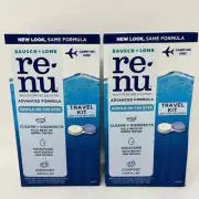 2 Bausch Lomb Renu Travel Contact Solution Carry On Lens Case 2 oz Exp 08/25