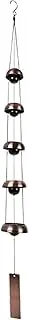 CALIDAKA Bell Wind Chimes Temple Wind Bell Copper Wind Chimes with 5 Bells Feng Shui Wind Chime Memorial Wind Chime Musically Tuned Chime Quintet Temple Bells for Home Yard Balcony Outdoor