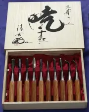 Japanese Chisel Nomi Tools Wood Carving Akatsuki 10 Set Craft