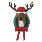 HUMOROUS ANIMATED SINGING REINDEER HEAD 20" PLUSH CHRISTMAS WREATH DOOR /WALL