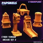 Cyber Arcade Terrain Set 2 | Terrain | Cyberpunk | Papsikels | 32mm scale