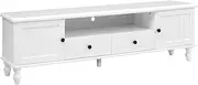 Artiss TV Unit Cabinet Entertainment Units, French Provincial Stand Table Cabinets Storage Shelf Organiser Cupboard Home Living Room Bedroom Furniture, with 4 Drawer and Cable Management Holes White