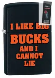 Zippo 29342 I Like Big Bucks and I Can Not Lie Black Matte Lighter + FLINT PACK