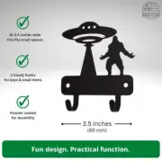UFO and Bigfoot Mini Key Rack with 2 Hooks 3.5 inch -Made in USA