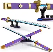 Anime Cosplay Swords Building Set, 936 Piece One Purple Enma Zoro Sword 38.8IN with Scabbard and Bracket for Adults and Kid 8+ (Roronoa Zoro Yamato Sword)