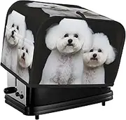 Bichon Frise Toaster Cover 2 Slice Bread Machine Covers Waterproof Universal Size Kitchen Small Appliance Cover with Hang Loop, Dust and Fingerprint Protection