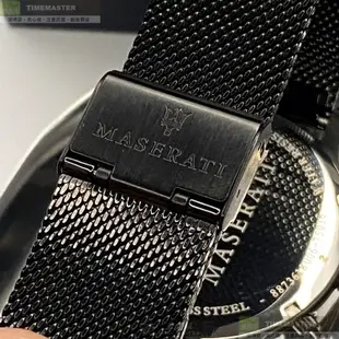 MASERATI瑪莎拉蒂精品錶,編號：R8873618006,42mm圓形黑精鋼錶殼黑色錶盤米蘭深黑色錶帶