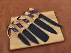 CUSTOM HANDMADE 5PCS STAINLESS STEEL KITCHEN CHEF KNIFE SET WITH ROLL BAG