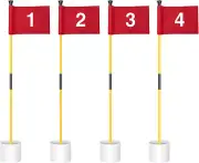 Mini Golf Flagstick, 3 Feet Double-Sided Numbered Flags, Golf Pin and Cup Set