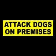 "ATTACK DOGS ON PREMISES" home security WARNING STICKER sign business store new