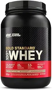OPTIMUM NUTRITION Gold Standard 100% Whey Protein Powder, Mocha Cappuccino, 907g - [2024/2025 plastic neck band packaging may vary]