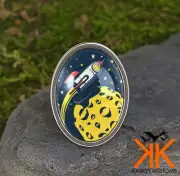 Retro Rocket Ring - Spaceship Outer Space Handmade Silver Jewelry - 761