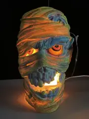 Rare 1993 Mummy Zombie Monster Head Light Up Lamp by Trendmasters Foam Blow Mold
