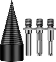Wood Splitter Drill Bit - Adjustable Portable Log Splitter Drill Bit Heavy Duty | Cone Shaped Firewood Splitting Cut Tool Set with 3 Drill Attachments for Electric Hammer