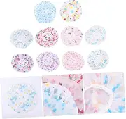 Beavorty 10pcs Printing Shower Cap Shower Caps Bathing Caps Waterproof Bath Cap Anti-smoke Hat