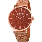 Men's August Steiner AS8218RG Red Sandstone Dial Mesh Bracelet Quartz Watch