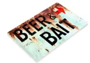 BEER BAIT TIN SIGN TACKLE STORE MINNOWS NIGHTCRAWLERS BUDWEISER ICE CHEST