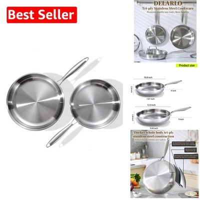 High-Performance 10" & 12" Frying Pan Set - Tri-Ply Design & Detachable Handle