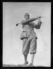 Charles Campbell with a wood golf club, NSW, 1930s, 1 Australia Old Photo