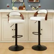 VECELO Counter Height Stool 24.8" Faux Leather White w/ Metal Frame (Set of 2)
