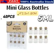 40x Mini Empty Clear Glass Bottle Cork Top Small Tiny Craft Jars Wish Bottle 5ml