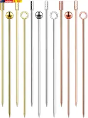 12 Pcs Cocktail Picks,Stainless Steel Martini Reusable Sandwich Sticks Olive Dri
