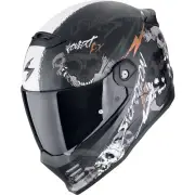Covert FX Skullz Black Grey Orange Full Face Helmet