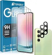 T Tersely 3 Pack Screen Protector for Samsung Galaxy A24 with 2 Pack Camera Lens Protector, Tempered Glass Film, 9H Hardness, Ultra-clear, Shatterproof Anti-Scratch Film Screen Protector