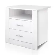 Modern Bedside Table With 2 Drawers White