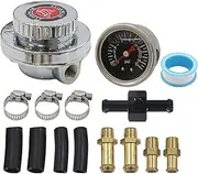 LVOUP Manual Adjustable 1-5 PSI Fuel Pressure Regulator Carburetor Carb Fuel Pump Kit with 0-15 PSI Pressure Gauge and Fuel Block