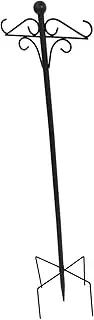 TINEASUR Outdoor Double Sided Shepherd Hook for Plant Hangers Lanterns Solar Lights Bird Feeders and Wind Chimes Elegant Iron Garden Decor Black