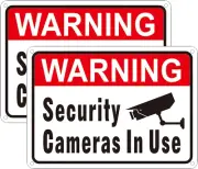 2Pcs 9.8 X 7 Inch Warning Security Cameras in Use,Video Surveillance Sign No Tre