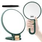 Handheld Magnifying Mirror, Double Sided Travel Magnifying Emerald Green