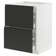 METOD / MAXIMERA base cab f hob/2 fronts/2 drawers, white/Upplöv matt anthracite, 60x60x80 cm