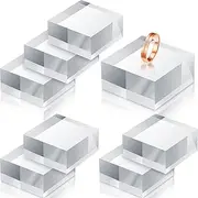 Remerry 8 Pieces Acrylic Display Block 2 x 2 x 1 Inch Clear Polished Acrylic Square Display Cube Block Stand Holder for Rings Jewelry Ornaments