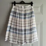 Brooks Brothers Women Skirt Linen/Cotton Side Zip Button Up Stripe A Line Size 2