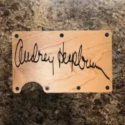 Wood Wallet Minimalist Laser Engraved with Audrey Hepburn