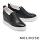 休閒鞋 MELROSE 美樂斯 時髦閃鑽鏤空牛皮內增高厚底休閒鞋－黑