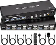 ATLAHET 8K Dual Monitor KVM Switch HDMI+Displayport 4 Computers 2 Monitors 8K 60Hz 4K 120Hz 4 Port KVM Switches Support Four PCs Share Four USB Devices Support Copy and Extend Mode
