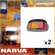 2 x Narva Side Marker Lamp Lights with Metal Safety-Guard Bracket - Red / Amber