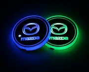2pcs LED Car Cup Holder Lights, 7 Colors Changing USB Charging Mat Luminescent Cup Pad, LED Interior Atmosphere Lamp for (Mazda)