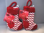 2 ST. NICHOLAS SQUARE MINI 7" Red Kit Christmas Stockings NWT