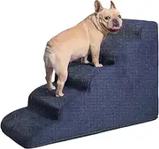 Dog Stairs for High Beds 5-Step Dog Steps for Small Dogs and Cats Curved Pet Stairs for High Bed Climbing Non-Slip Balanced Pet Step Indoor Stairs for Small Pets Older Dogs Blue