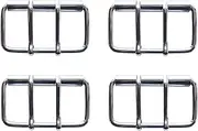[HAISDA] 4 pcs Sliver Metal Big Ring Double Prong Buckles,Double Pins Roller Belt Buckles for 6cm Wider Leathercraft Straps Webbing Garment Accessories