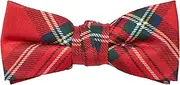 [Jacob Alexander] Red Christmas Plaid Infant Clip-On Bow Tie