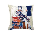 Chinese Culture White Beauty Throw Pillow Sleeping Sofa Cushion Cover