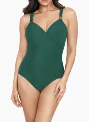 NWT Miraclesuit Razzle Dazzle Siren One Piece Swimsuit Malachite Green Size 10