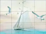 Sailboat Tile Backsplash Steve Hunziker Sailing Art Ceramic Mural OB-SH886